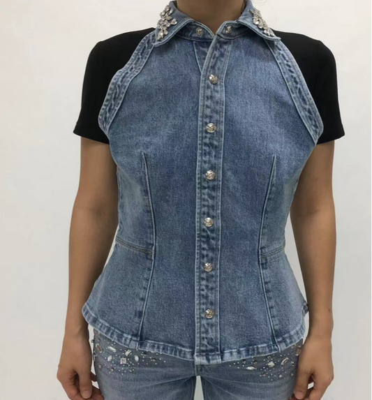 Halter Denim Vest BYV4006
