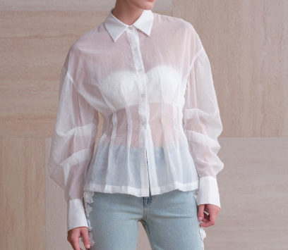 MILAN SEMI-SHEER LOOSE FIT SHIRTS BYJ9092