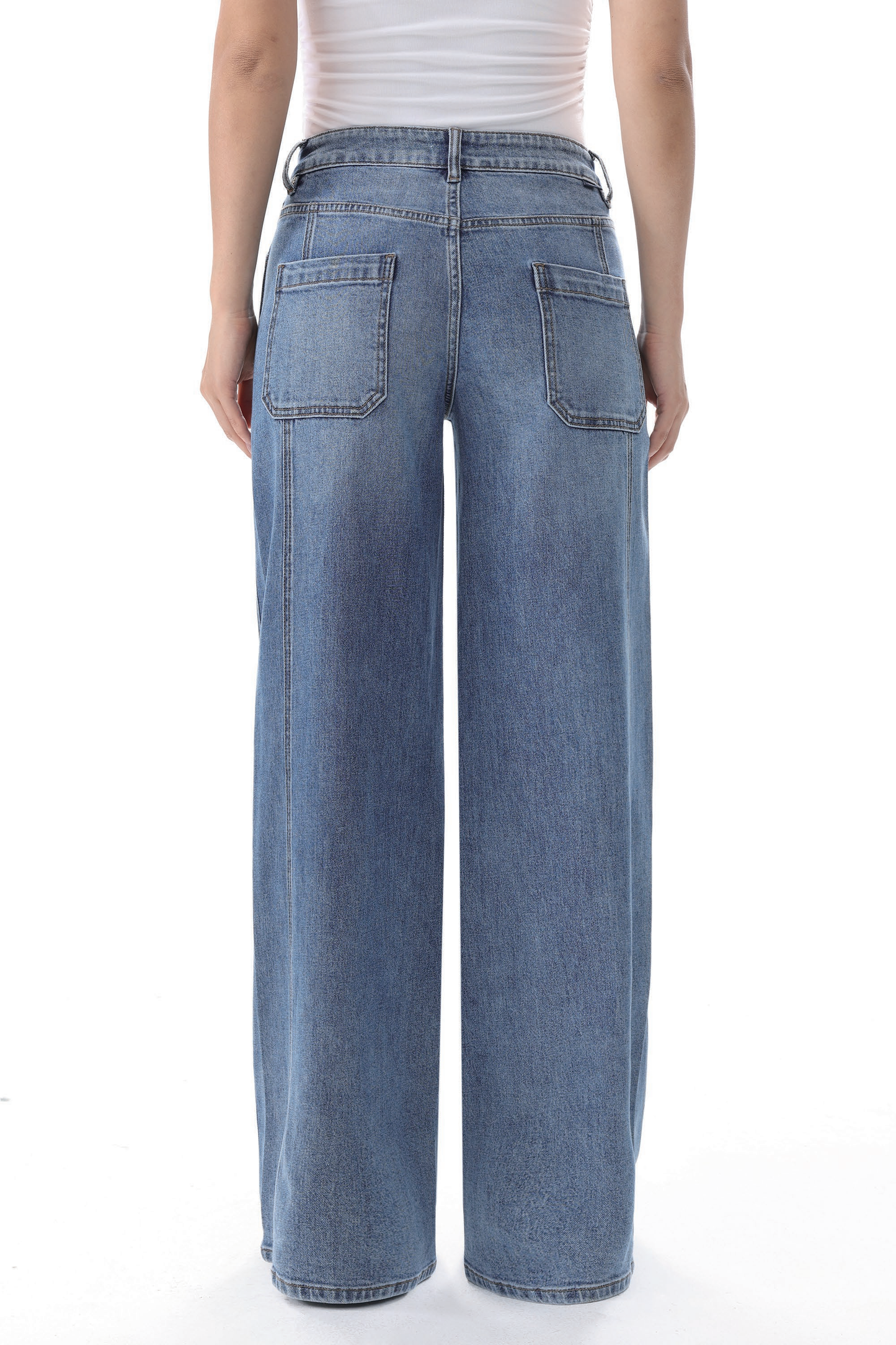 NEW YORK M-HIGH RELAX WIDE LEG FULL JEANS BYW8443