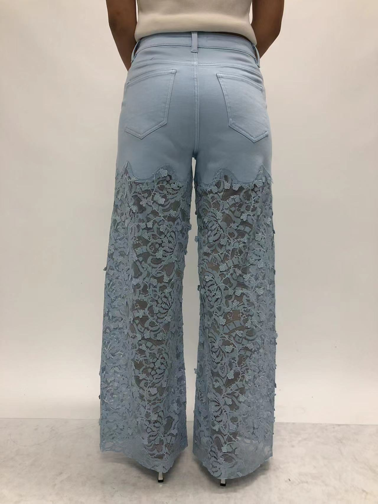 HIGH RISE LACE PANTS WITH RHINESTONE BYW8090