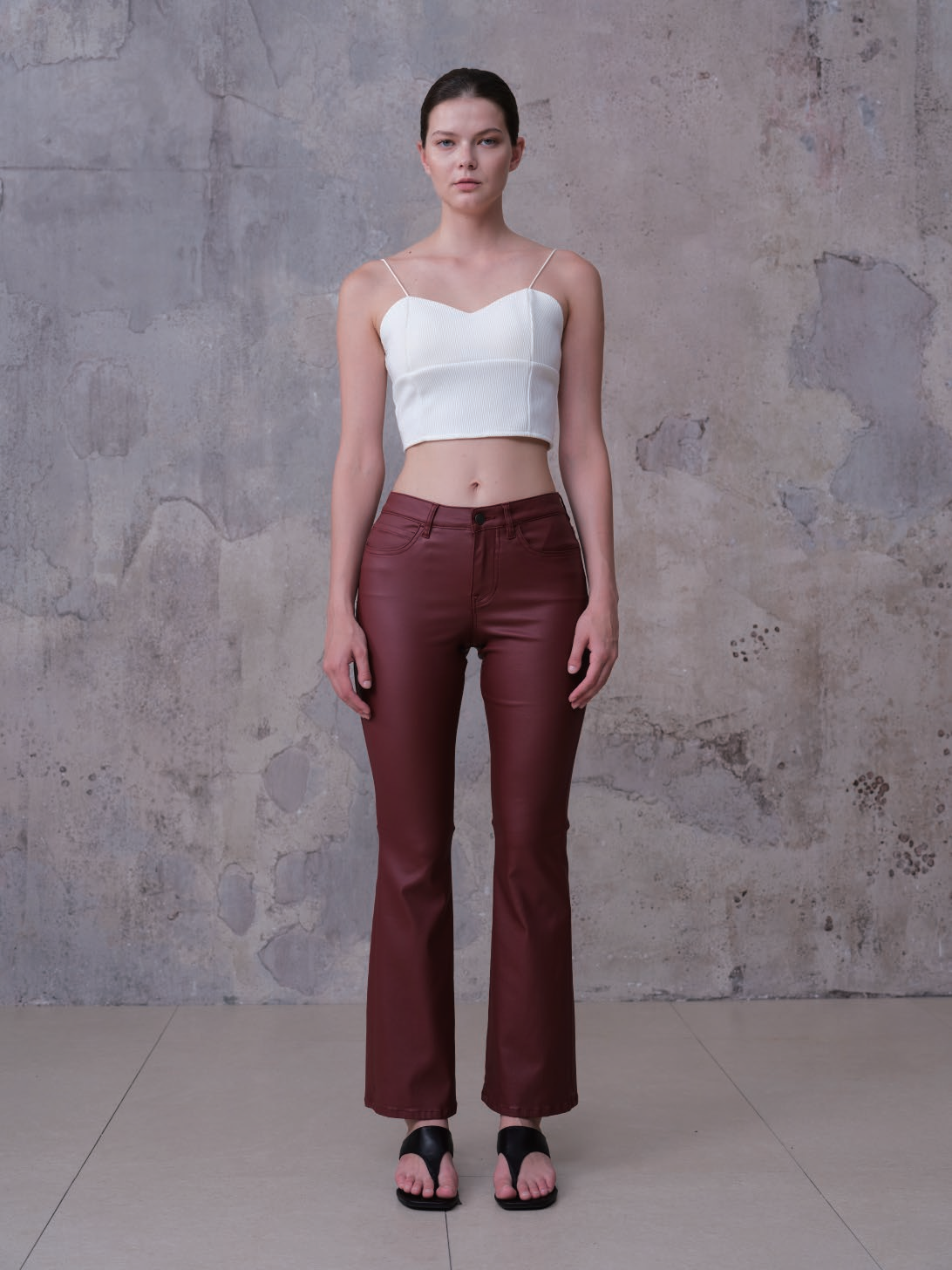 LOS ANGELES MID RISE BOOTCUT PU PANTS BYF1248