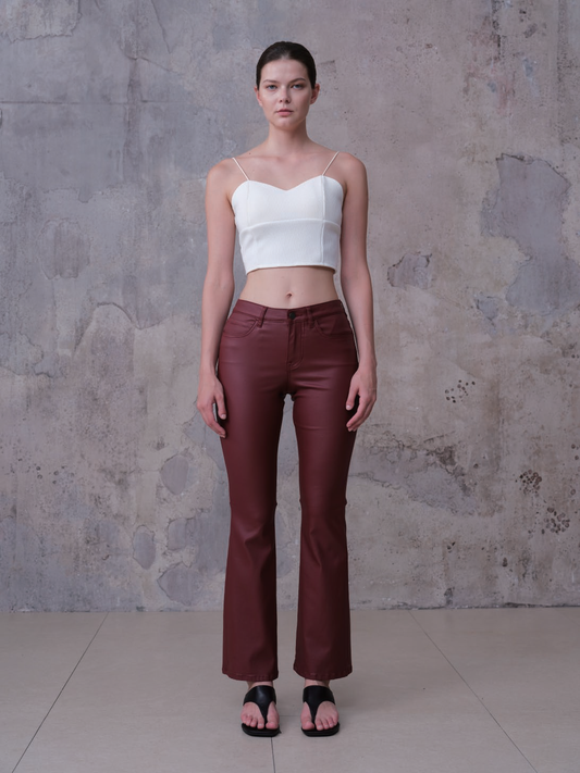 LOS ANGELES MID RISE BOOTCUT PU PANTS BYF1248