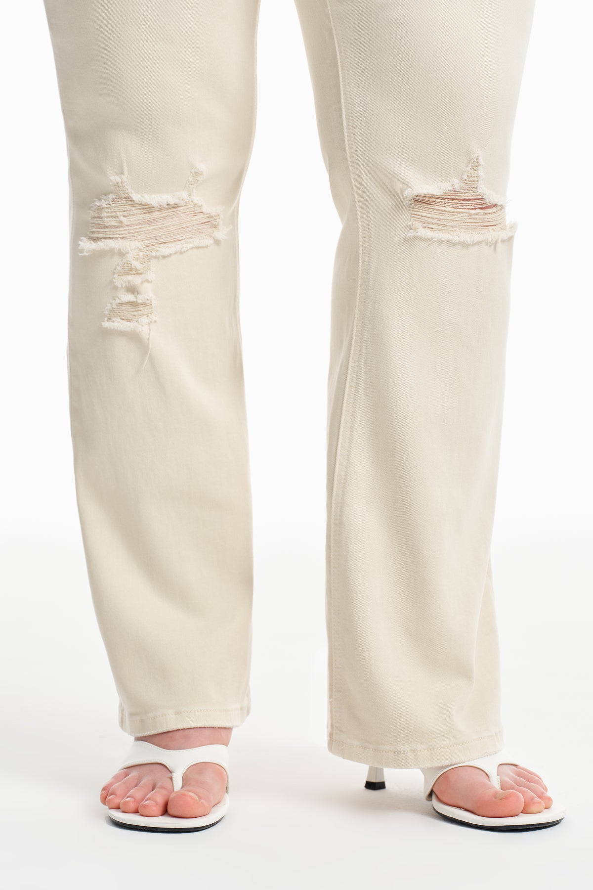 PLUS EMILY HIGH RISE DISTRESSED FLARE