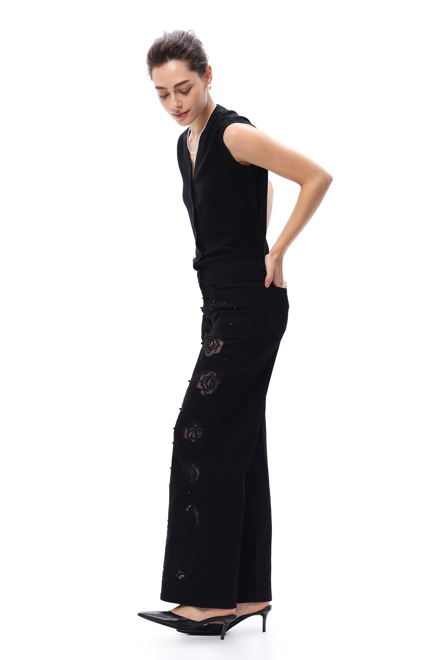 MID RISE WIDE LEG BYW8304 BLACK