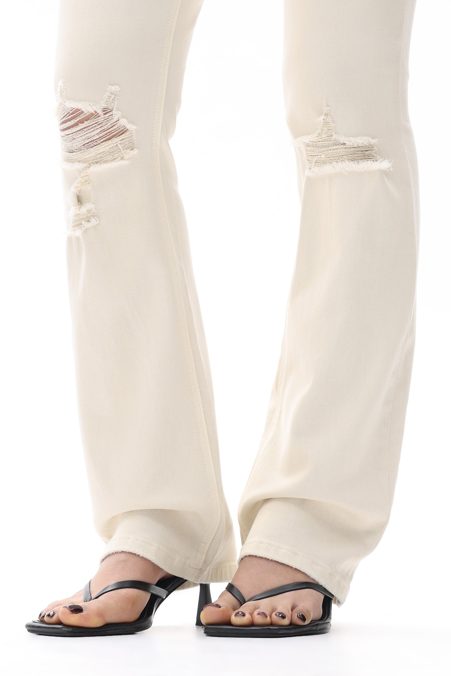 EMILY HIGH RISE DISTRESSED FLARE