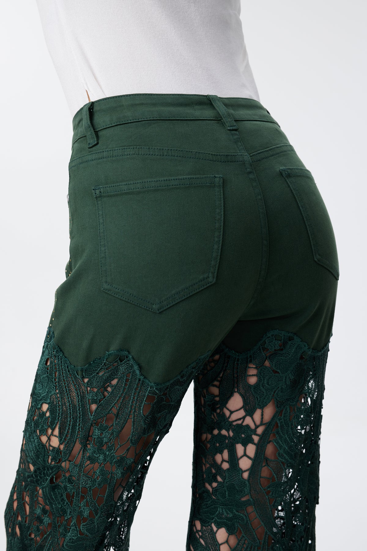 HIGH RISE LACE PANTS WITH RHINESTONE