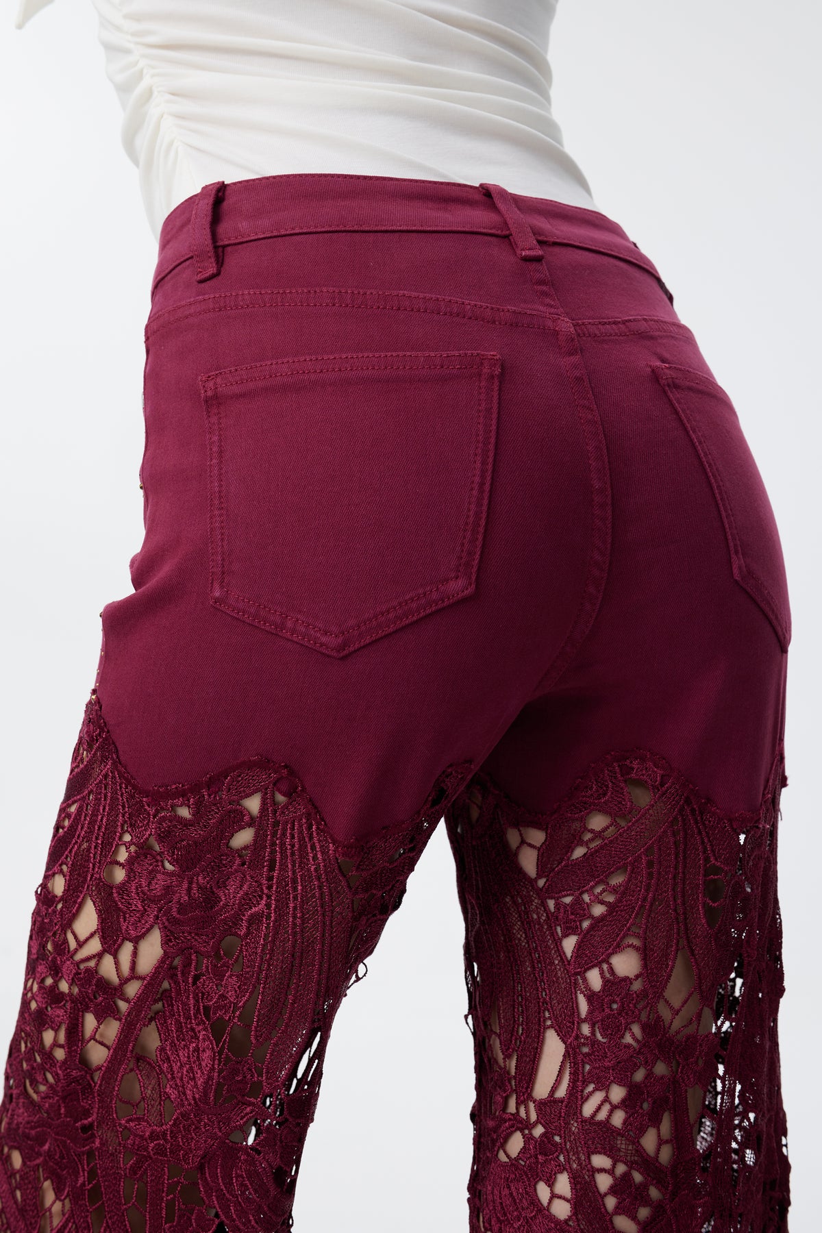 HIGH RISE LACE PANTS WITH RHINESTONE