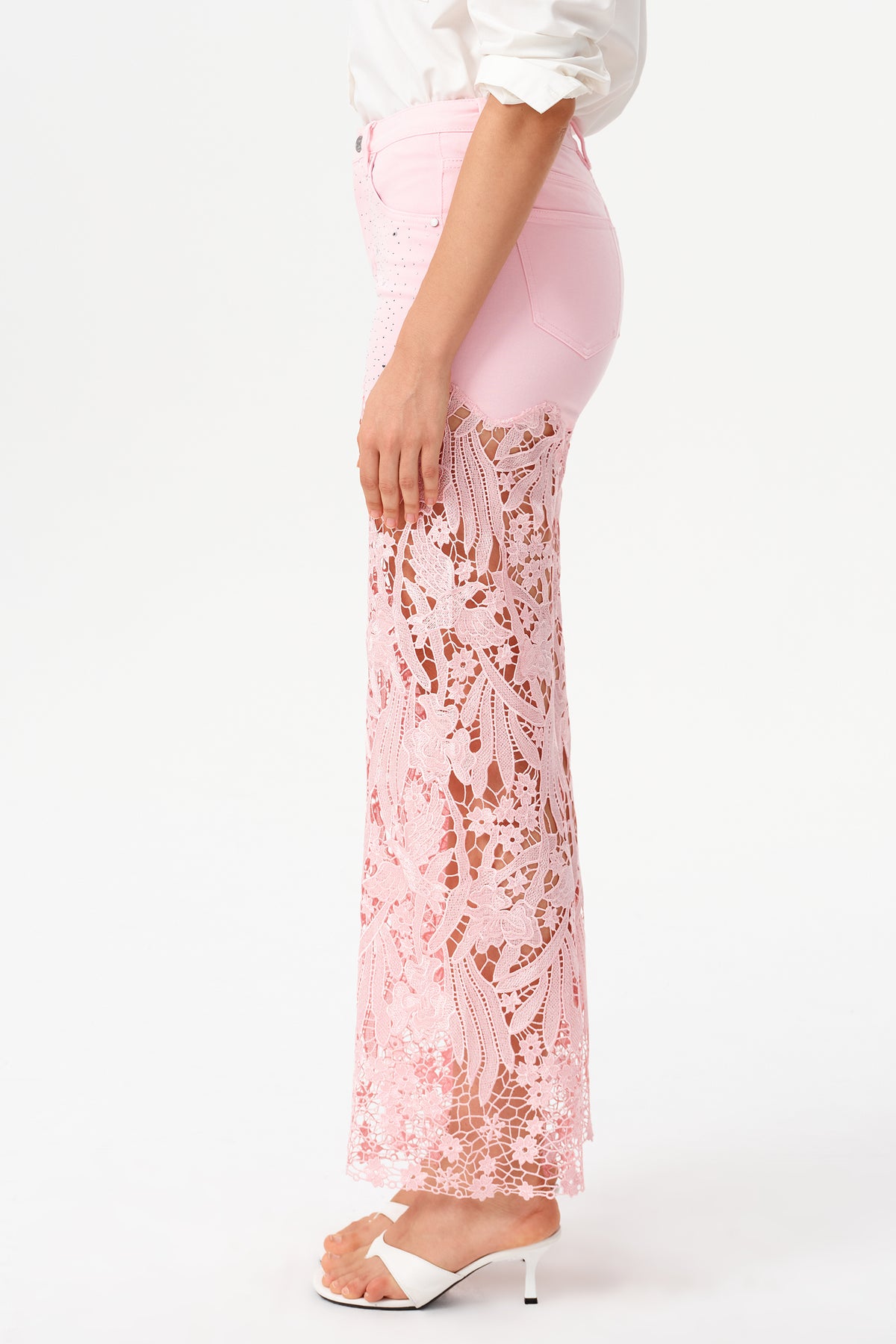 HIGH RISE LACE PANTS WITH RHINESTONE