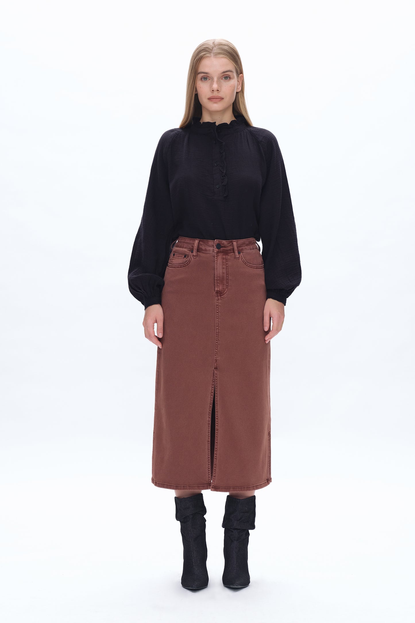 LILA STRETCH FISHTAIL SKIRT BYK7035 (BYLY058) CAPPUCCINO