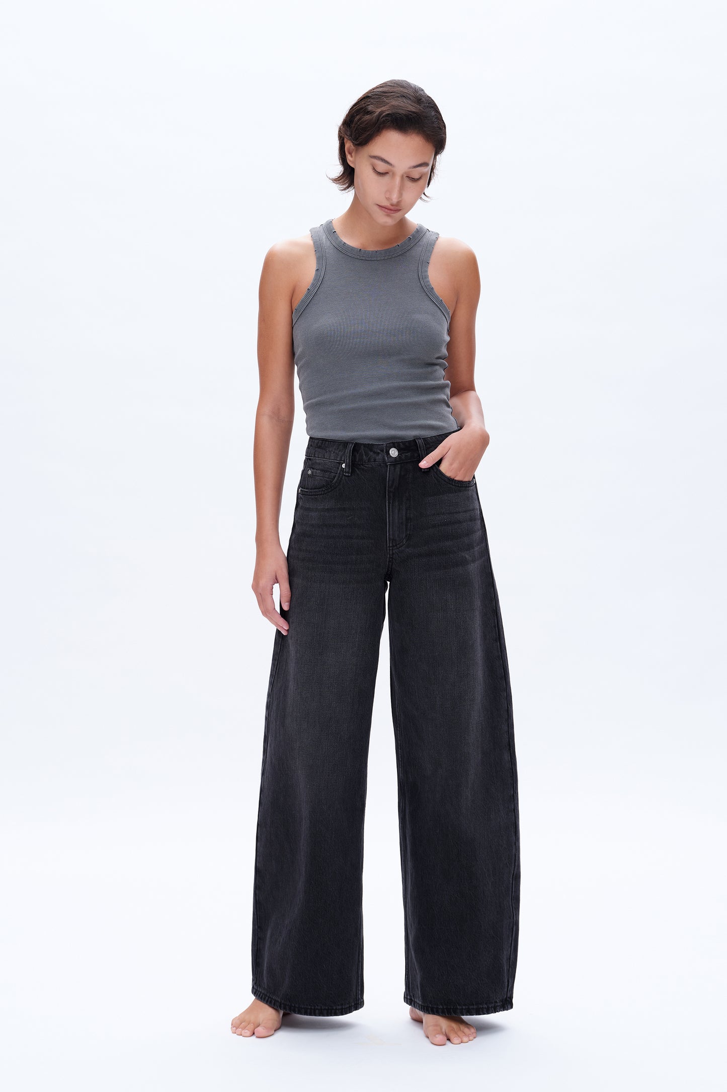 DAISY HIGH RISE WIDE LEG JEANS BYW8155 (BYGG008) BLACK