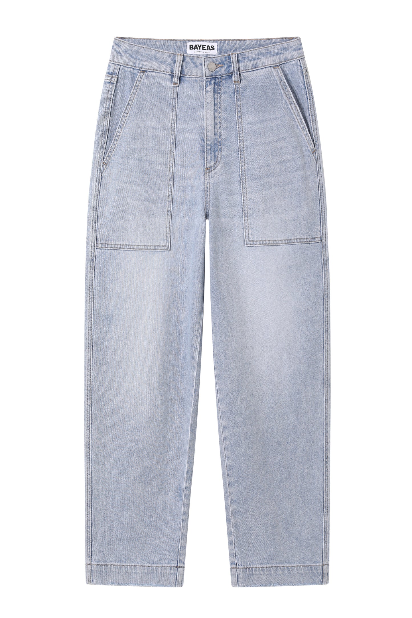 SUPER HIGH RISE BARREL DENIM JEANS BYOX009 (BYHE247) LIGHT BLUE