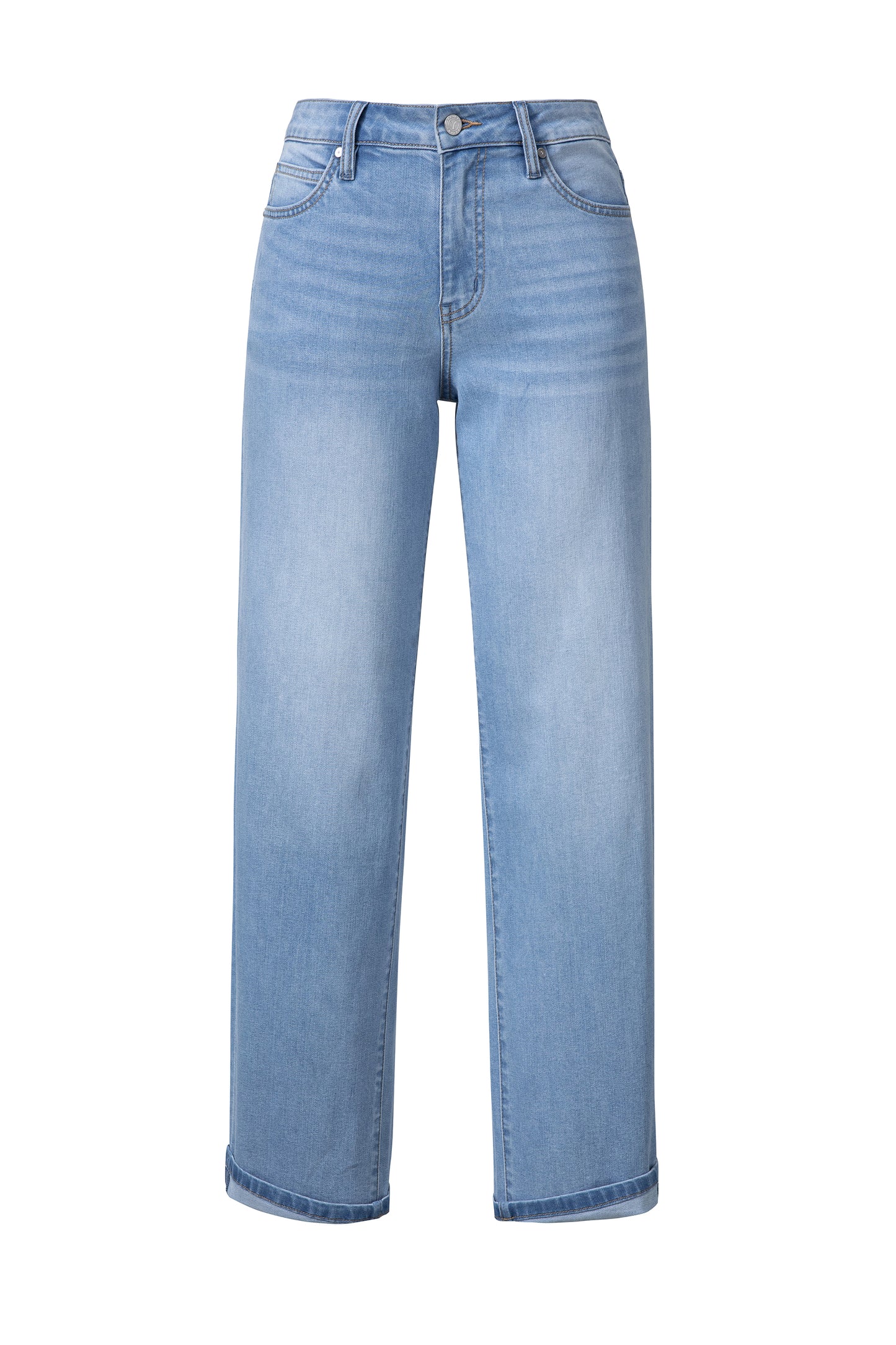 MID RISE ROLLED LEG BARREL DENIM JEANS BYOX006 (BYMJ147) LIGHT BLUE