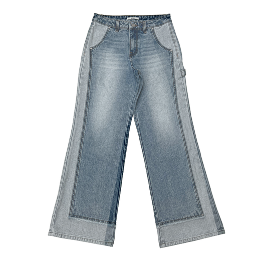 JEREMY MID-RISE TWO-TONES WIDE LEG DENM JEANS BYW8232 (BYMJ267) LIGHT BLUE