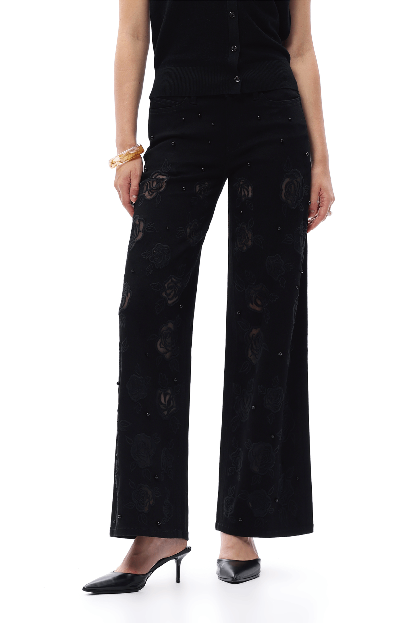 MID RISE WIDE LEG BYW8304 BLACK