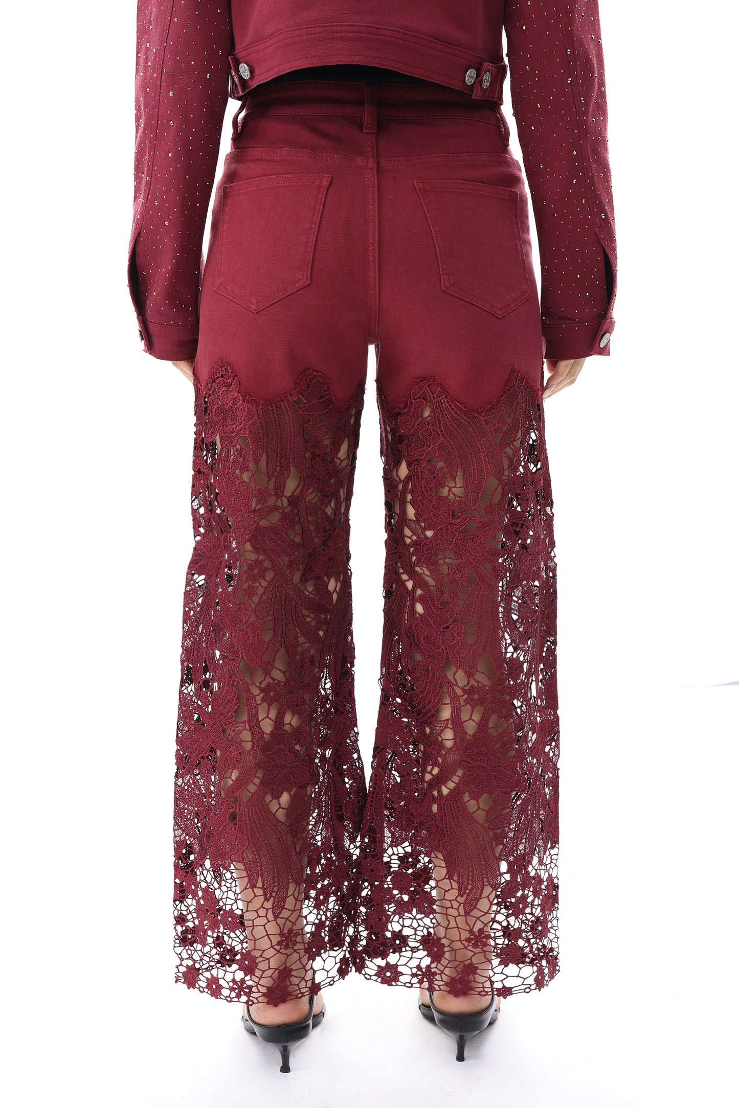 HIGH RISE LACE PANTS WITH RHINESTONE