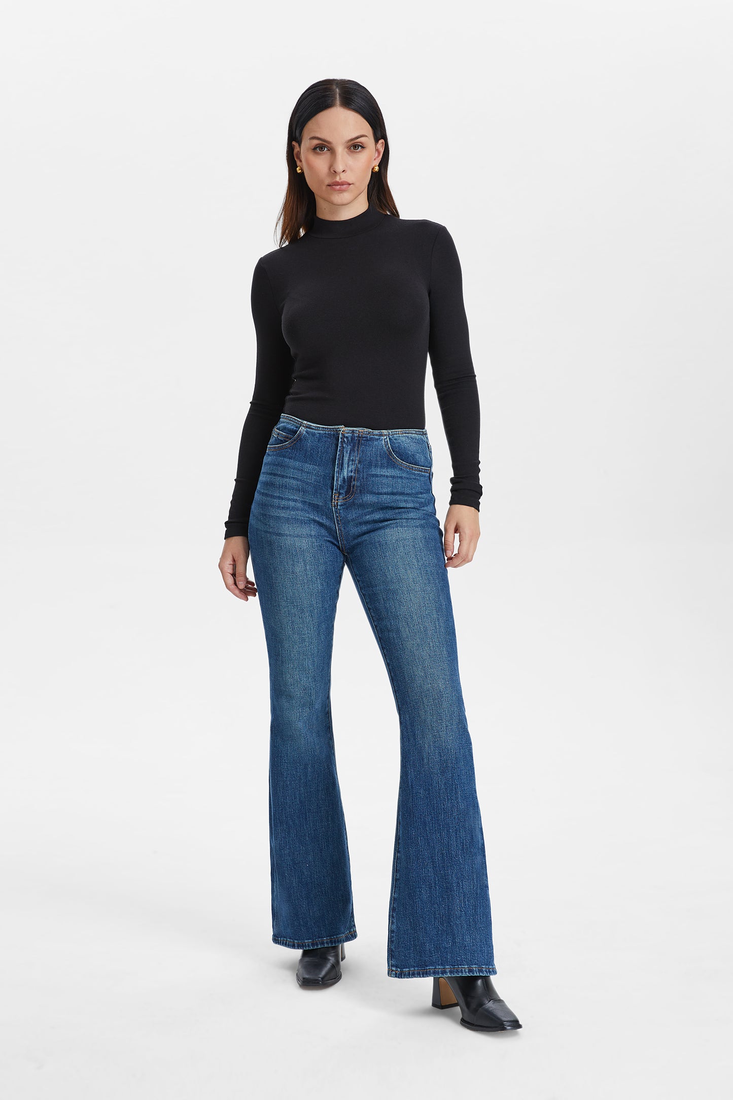 HIGH RISE BOOTCUT FLARE JEANS BYF1111 NAVY