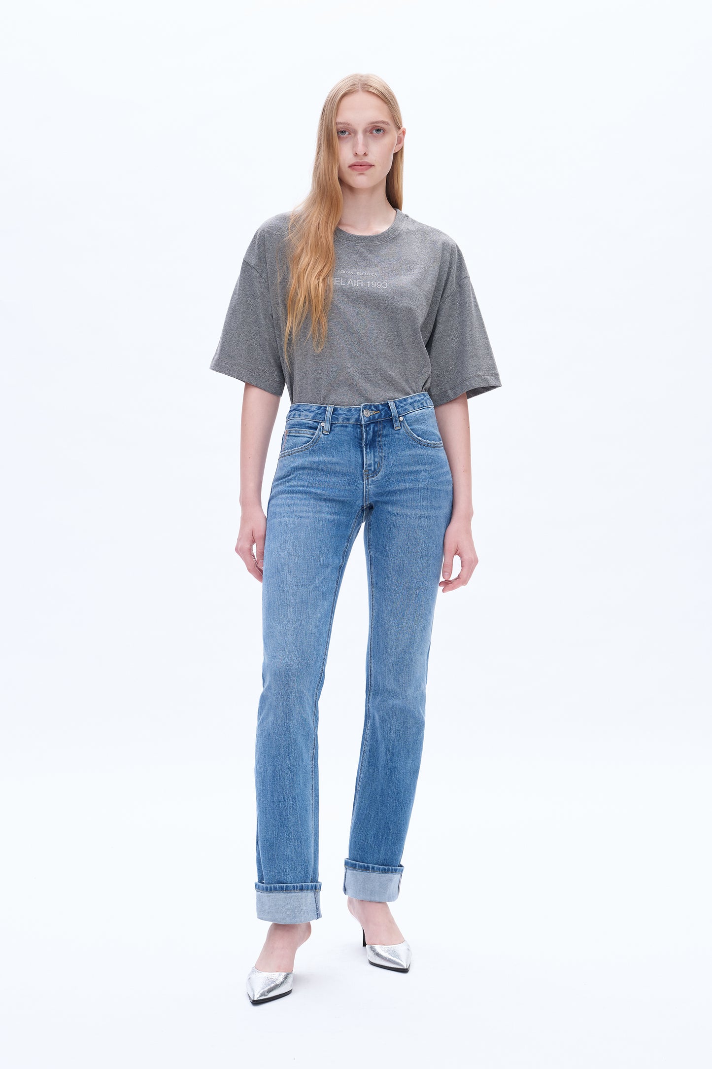 YOYO MID RISE CUFFED STRAIGHT SELVEDGE DENIM JEANS BYT5209 (BYGG002) ISLAND