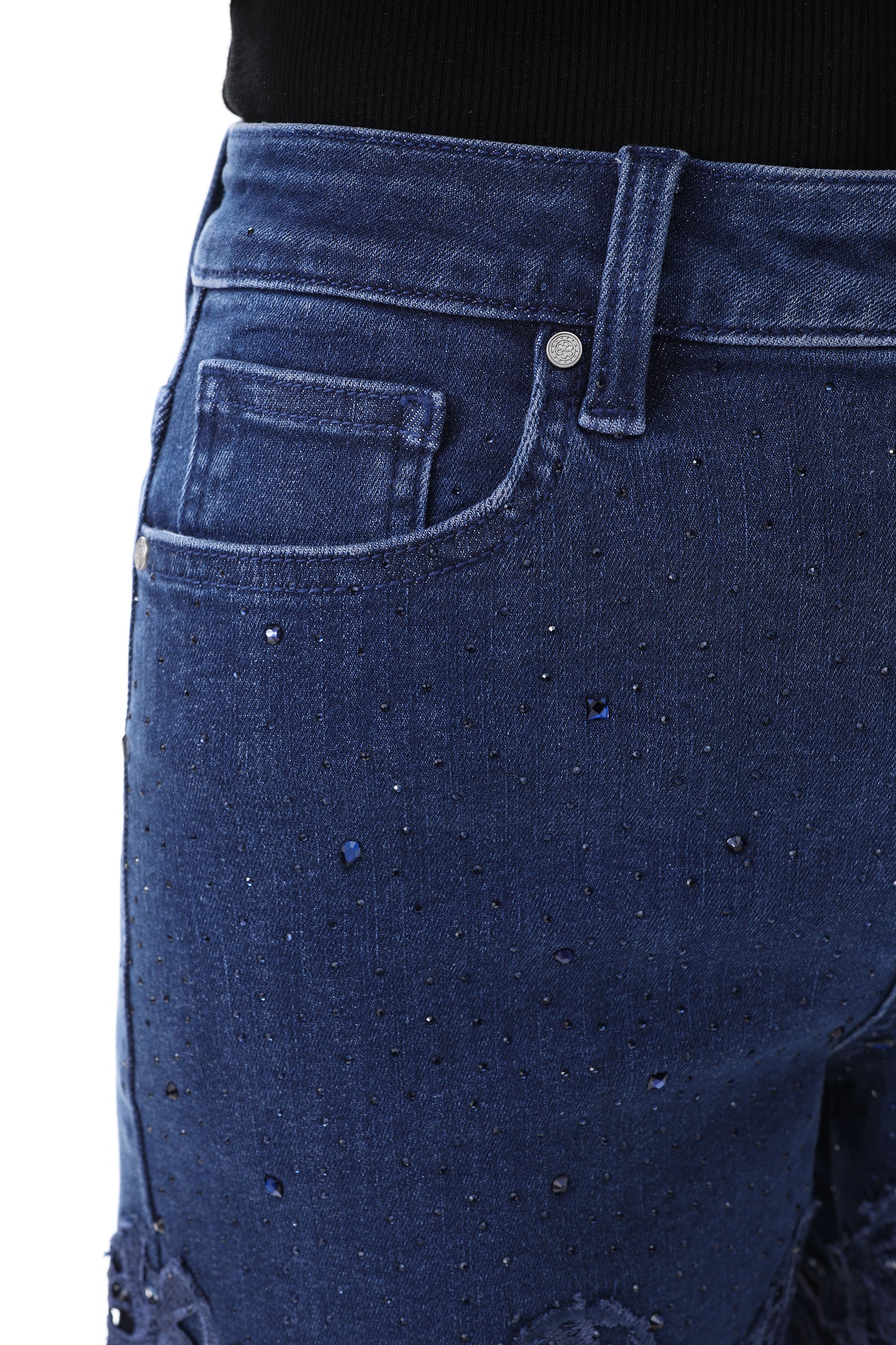 PLUS HIGH RISE LACE PANTS WITH RHINESTONE