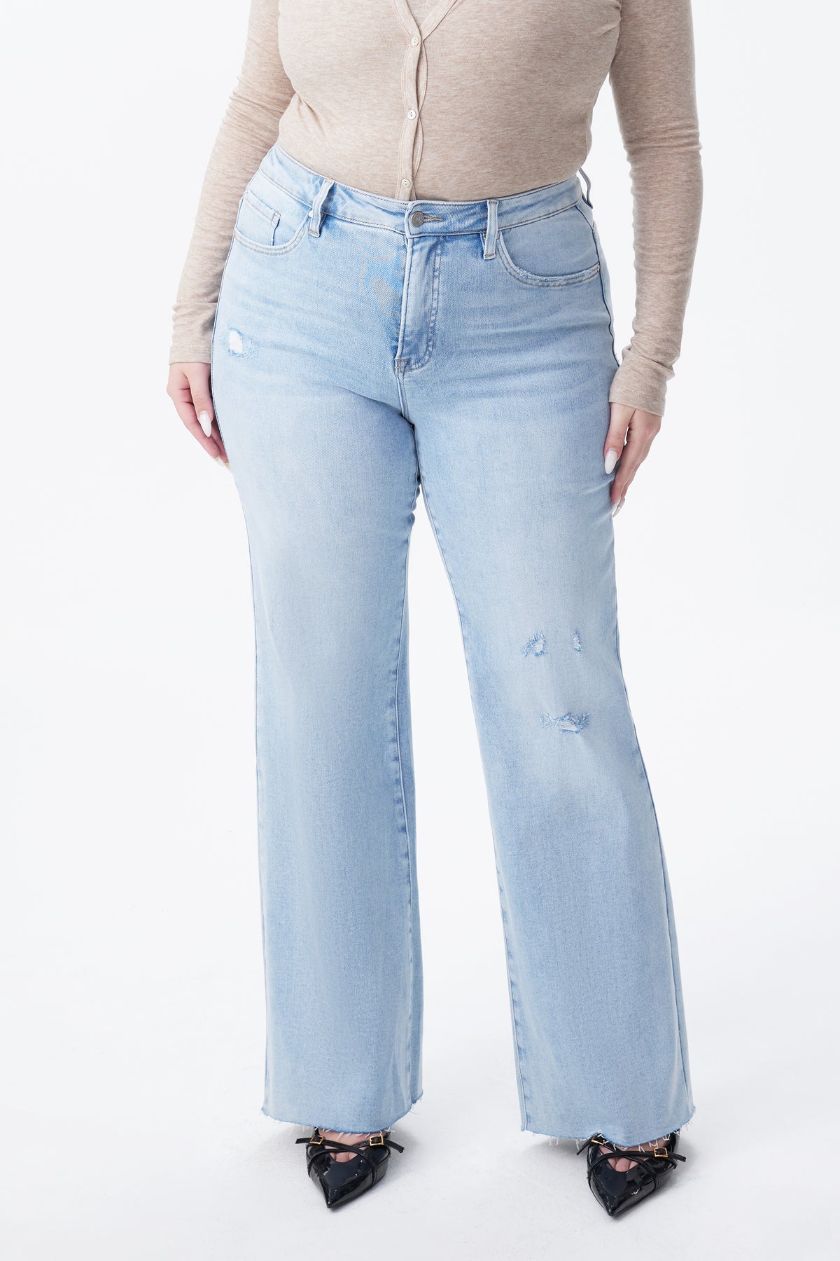 PLUS HIGH RISE WIDE LEG JEANS