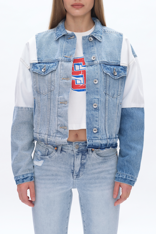 PATCH WORK DENIM JACKET BYJ9027 POLYCHROME