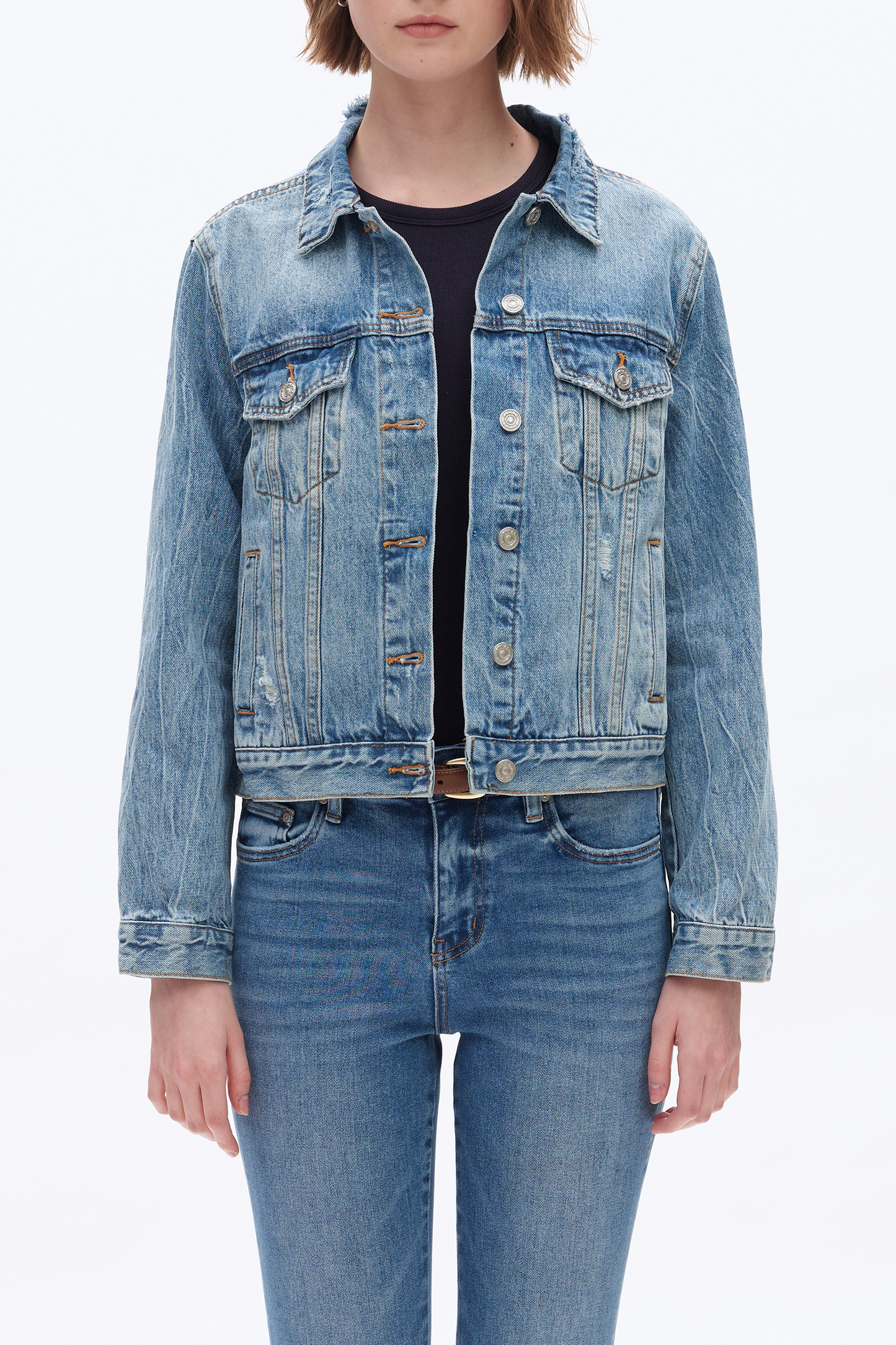 DISTRESSED DENIM JACKET BYJ9026 MERCY BLUE