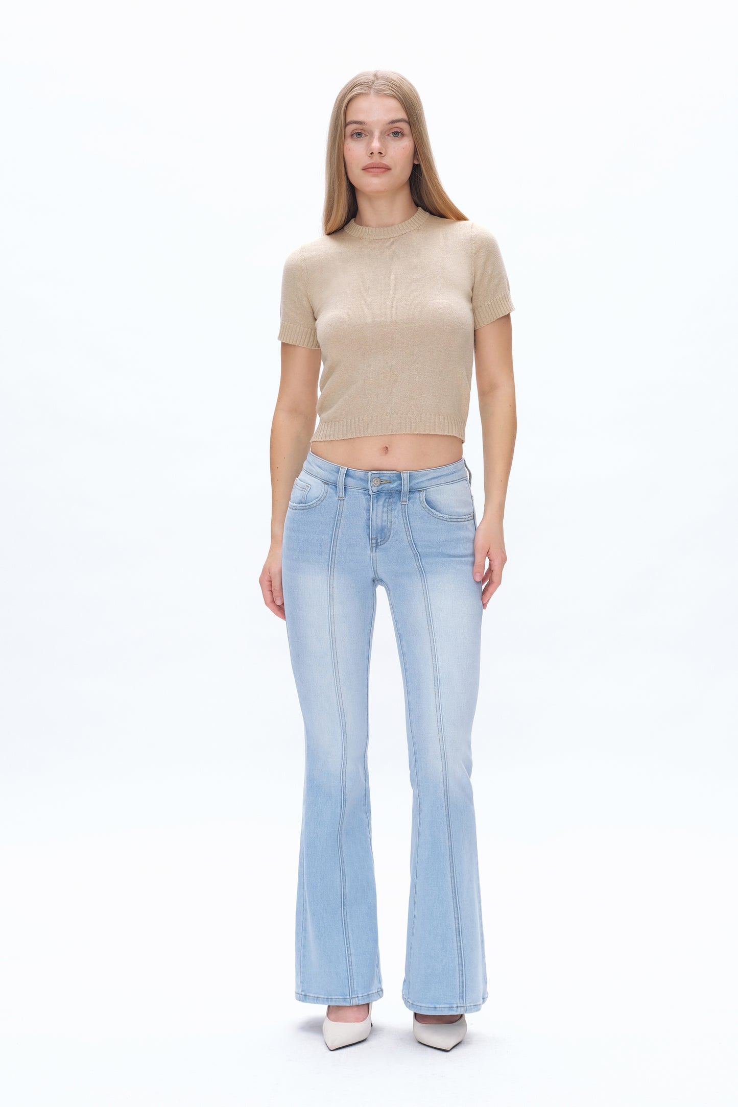 JULIA MID RISE FLARE LEG DENIM JEANS BYF1141 (BYMJ105) LIGHT BLUE