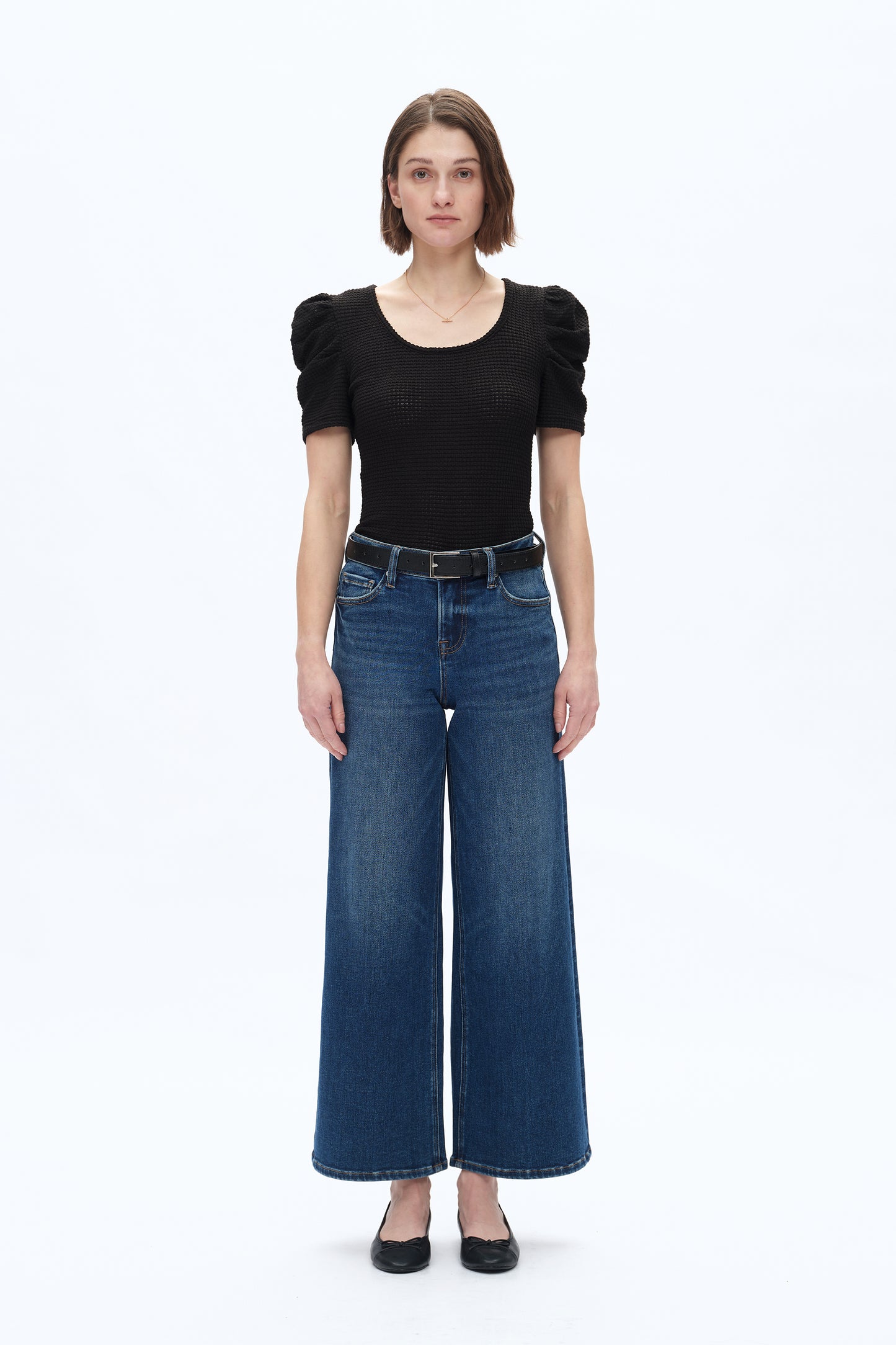 LISA MID RISE WIDE LEG DENIM JEANS BYW8140 (BYHE009) DARK BLUE