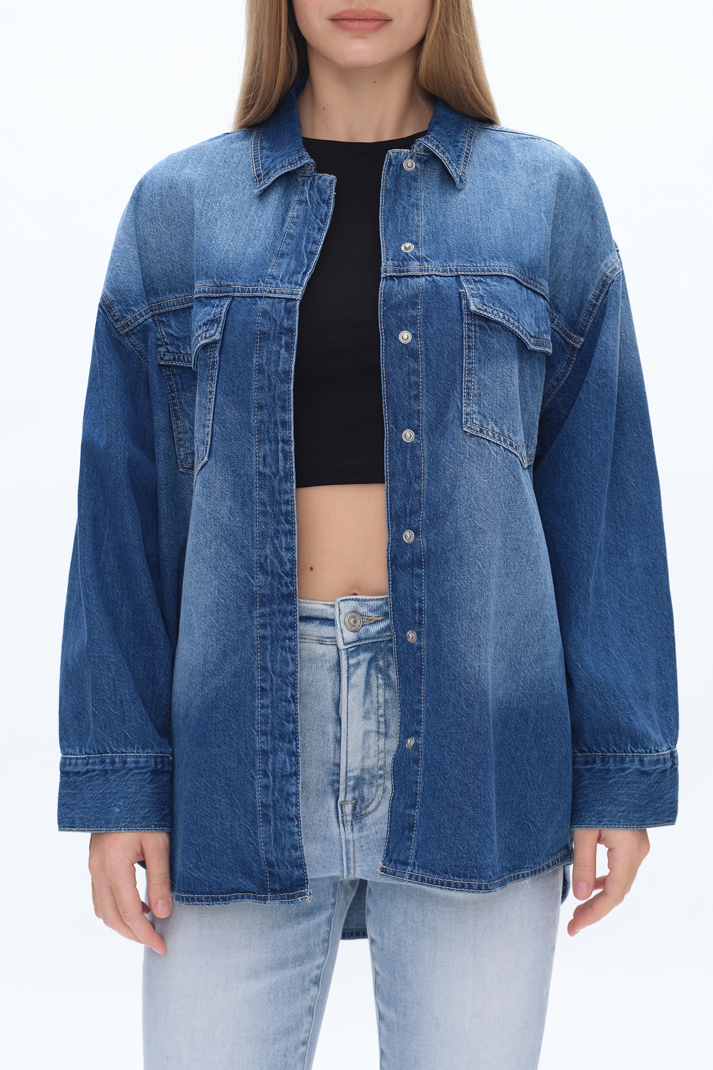 OVERSIZED DENIM SHIRT JACKET BYJ9018 SOFTY