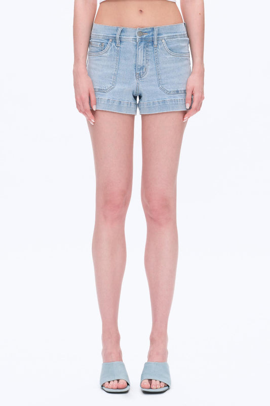 MID RISE DENIM SHORTS BYH6112 (BYMJ181) LIGHT BLUE