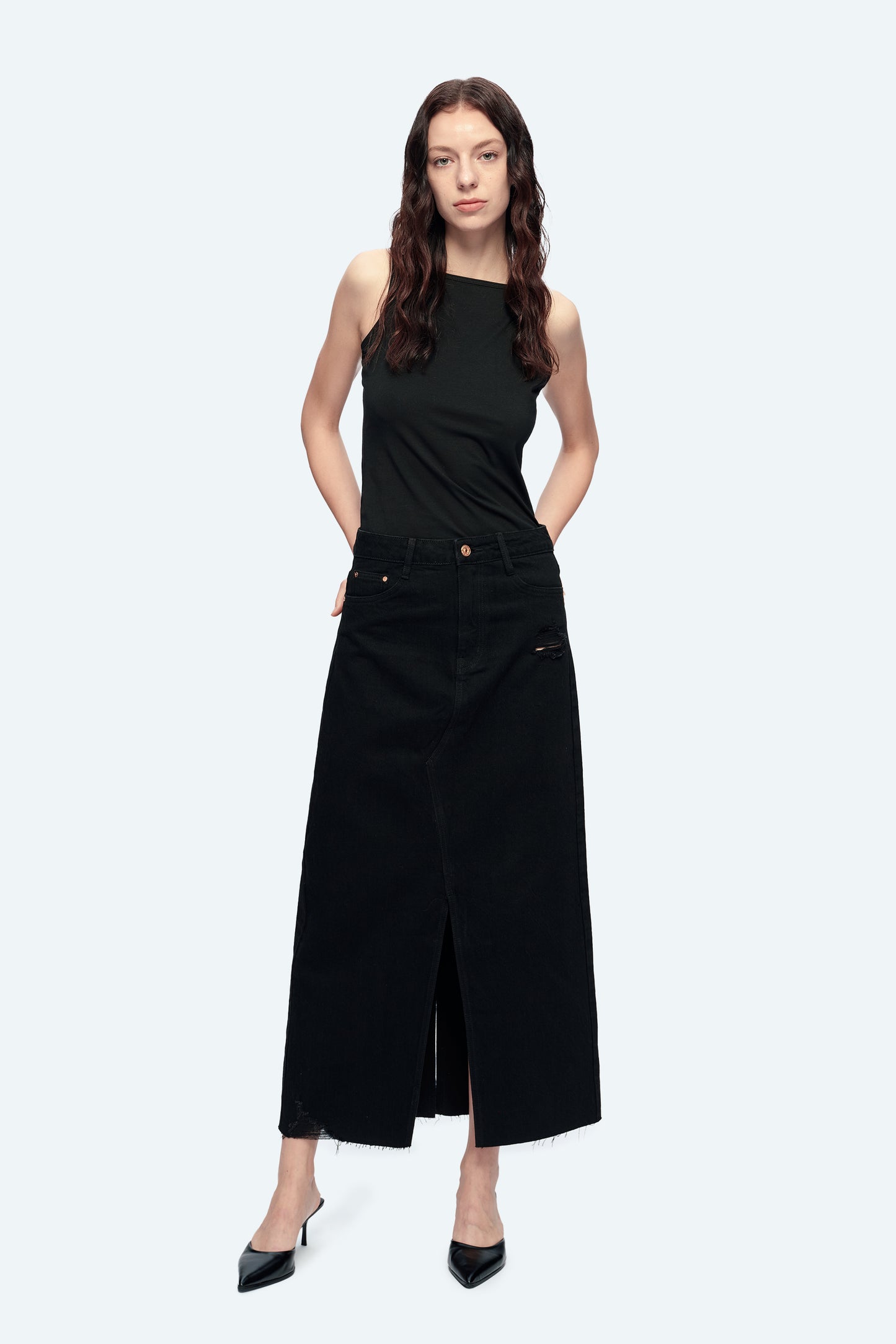 ALICE LONG SKIRTS WITH SLIT BYK7036 (BYHE179) BLACK