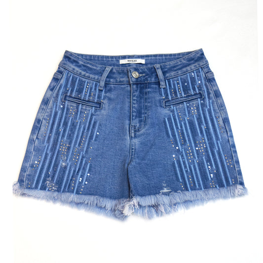 MID RISE DENIM SHORTS BYH6133 (BYQW015) MEDIUM BLUE