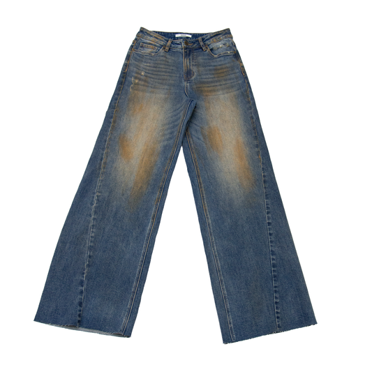 MID RISE VINTAGE WIDE LEG DENIM JEANS BYW8234 (BYMJ257) DIRTY BLUE