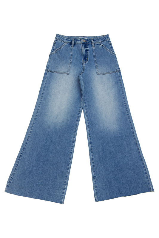 HIGH RISE WIDE LEG BYW8103 LIGHT BLUE
