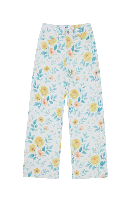 FLORA HIGH RISE WIDE LEG BYW8298 (BYJJ058) WATERCOLOR BLOOM