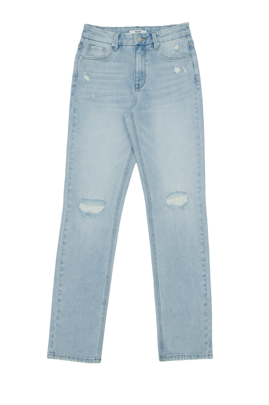 HIGH RISE SLIM STRAIGHT DENIM JEANS BYT5274 (BYHE303) LIGHT BLUE