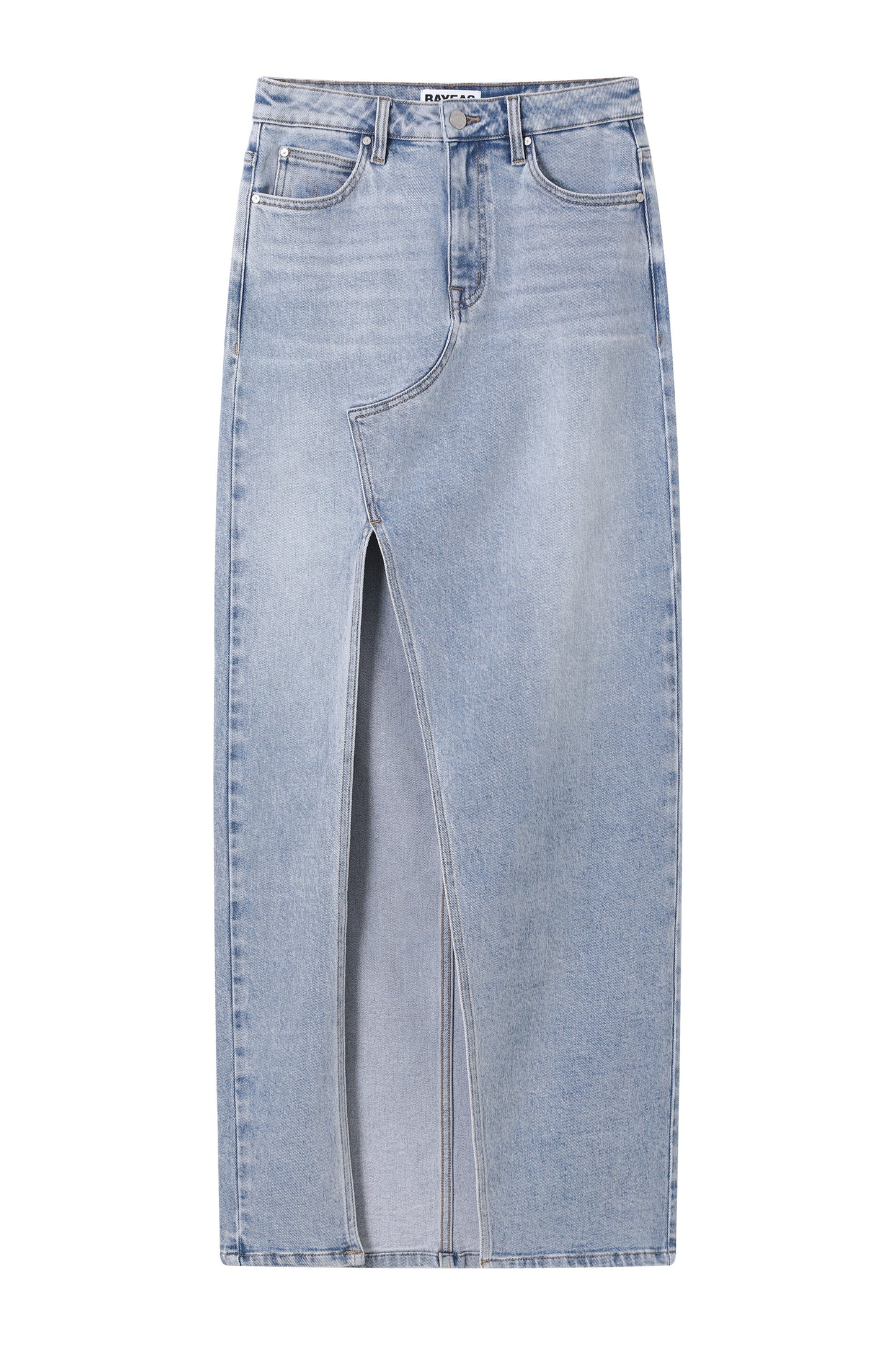 MID RISE SLIT DENIM LONG SKIRT BYK7058 (BYMJ168) LIGHT BLUE