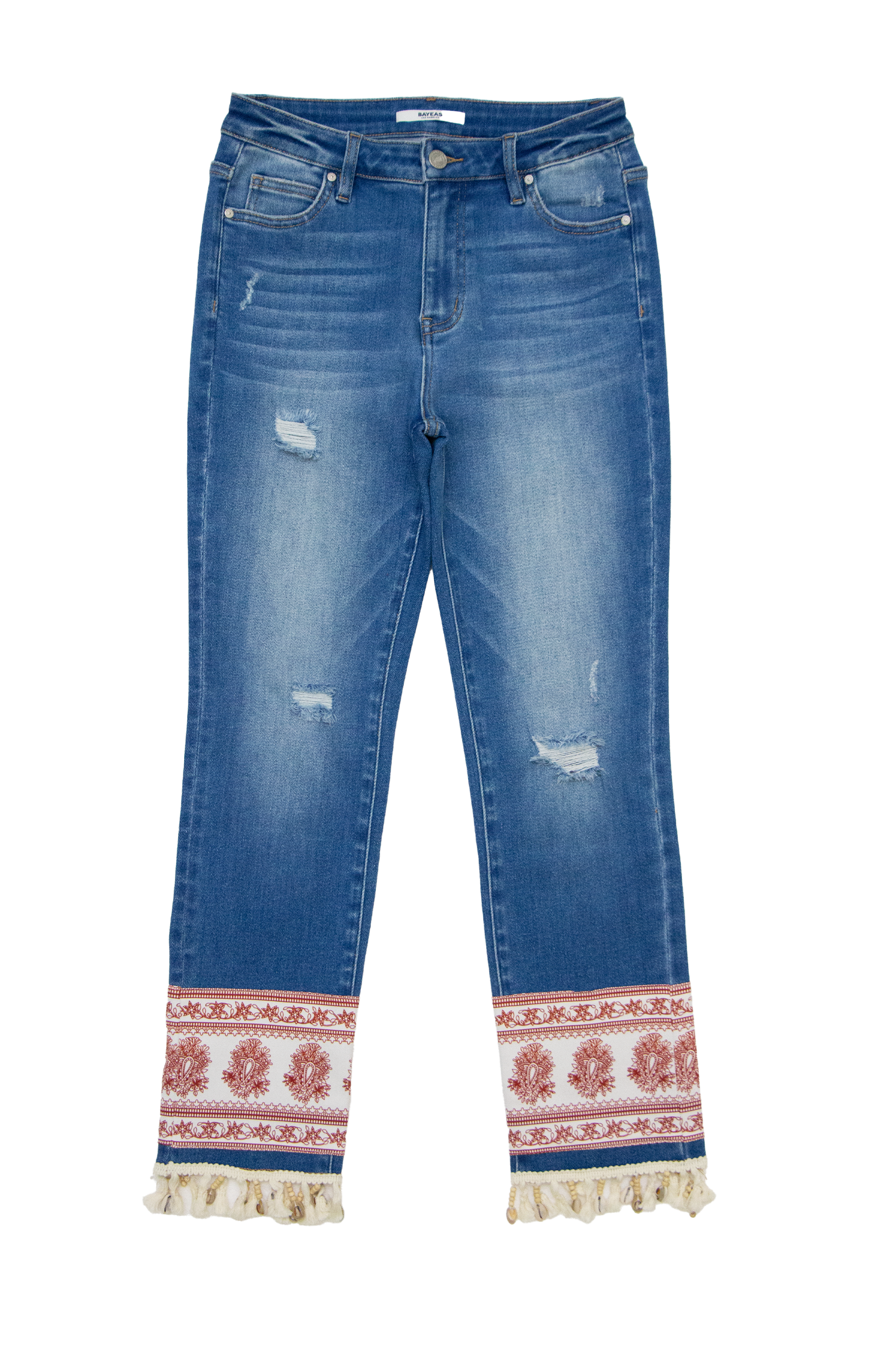 MID RISE CROPPED STRAIGHT LEG DENIM JEANS BYT5291 (DJFQW032) MEDIUM BLUE