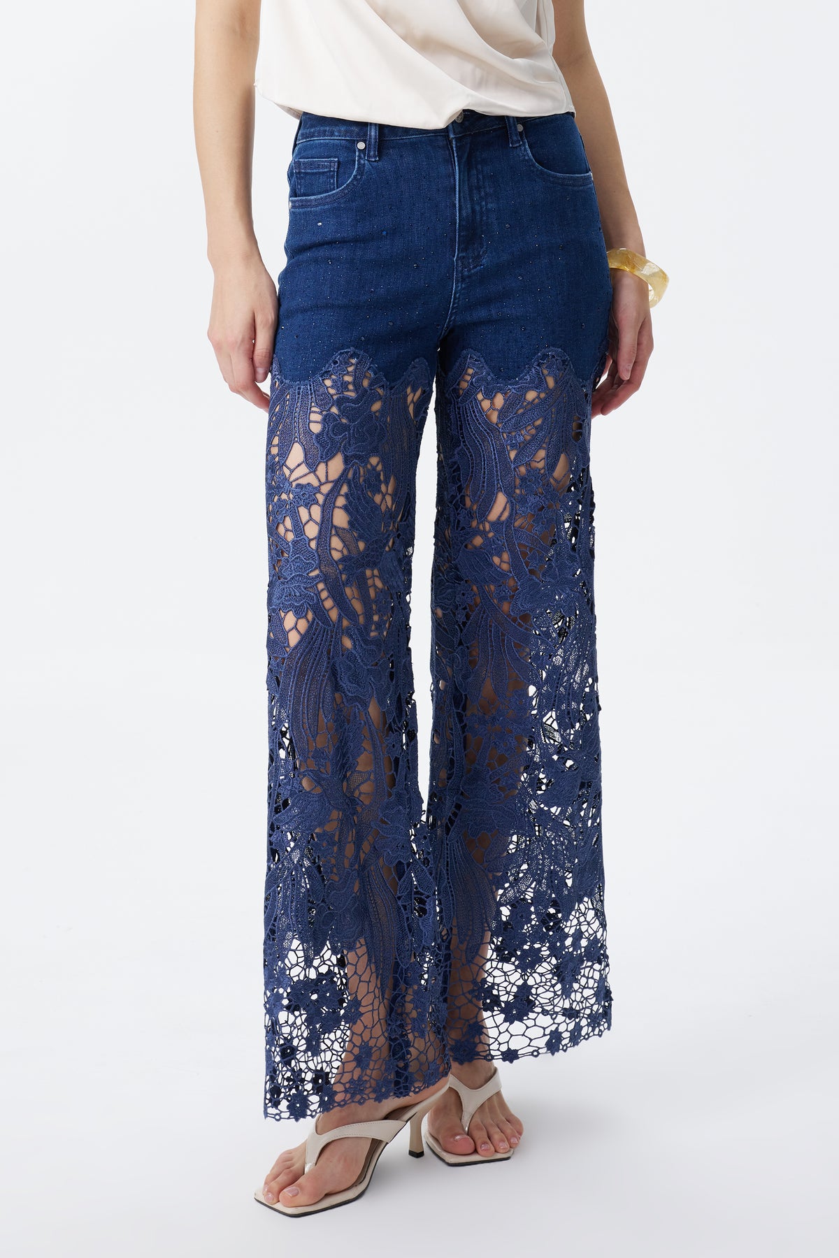 HIGH RISE LACE PANTS WITH RHINESTONE