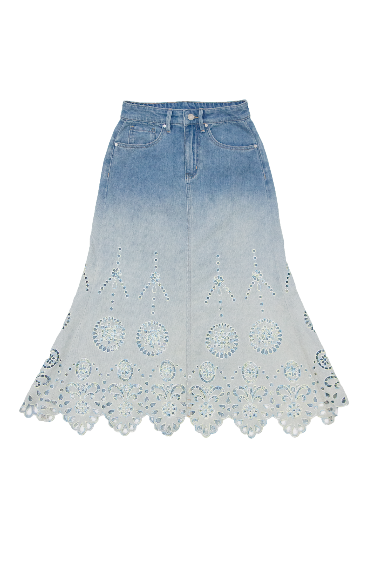 EMBROIDERED DENIM SKIRTS BYK7075 (BYAG017) LIGHT BLUE