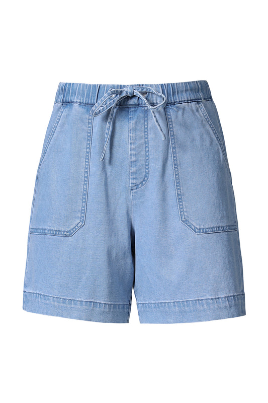 HIGH RISE RELAX DRAWSTRING DENIM SHORTS BYH6111 (BYMJ190) LIGHT BLUE