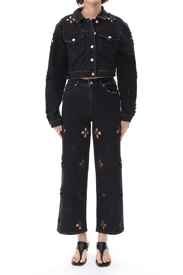 BOSTON CROPPED DENIM JACKET BYJ9078 BLACK