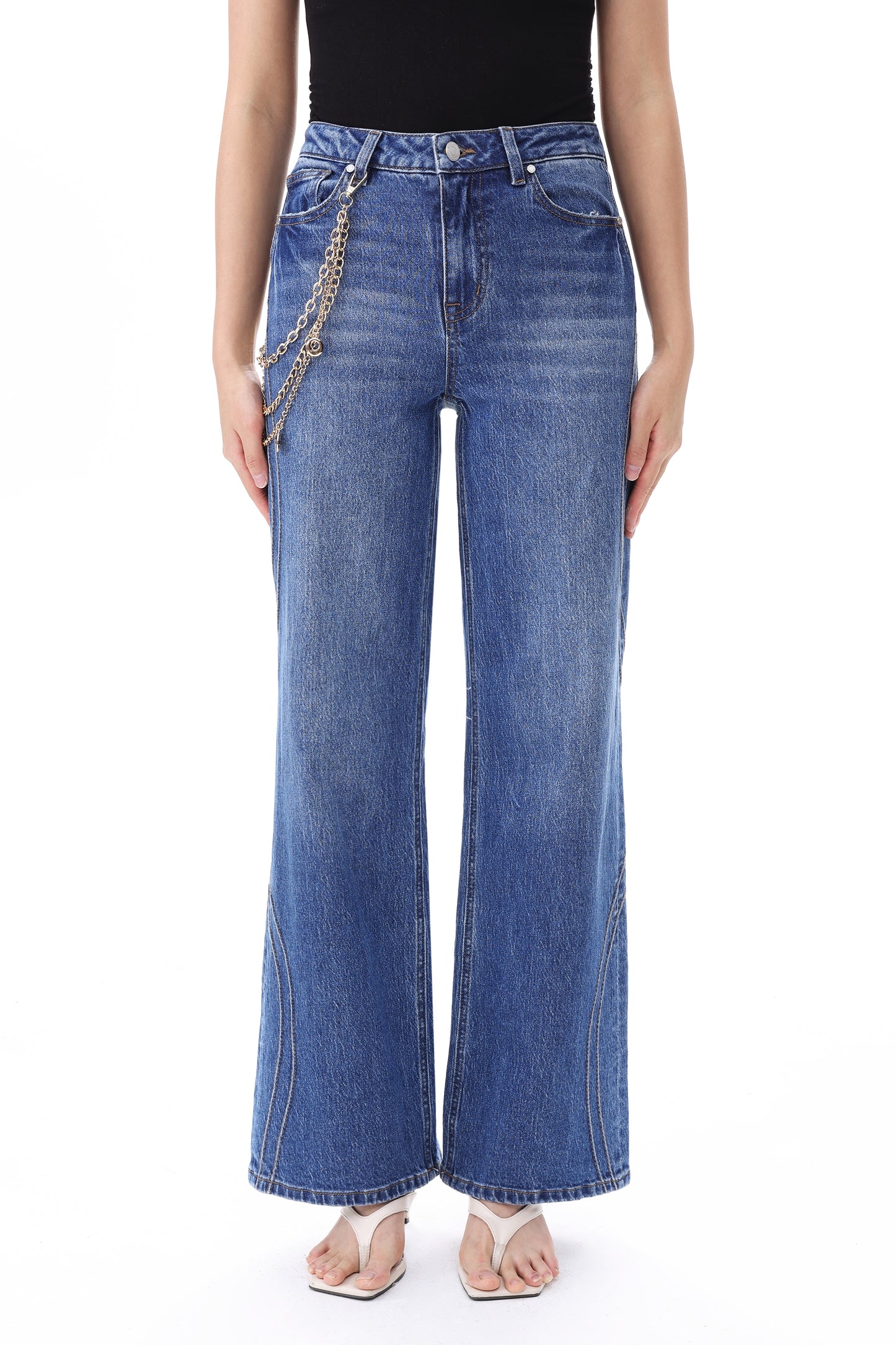 NEW YORK HIGH RISE FLARED WIDE LEG FULL JEANS BYW8428