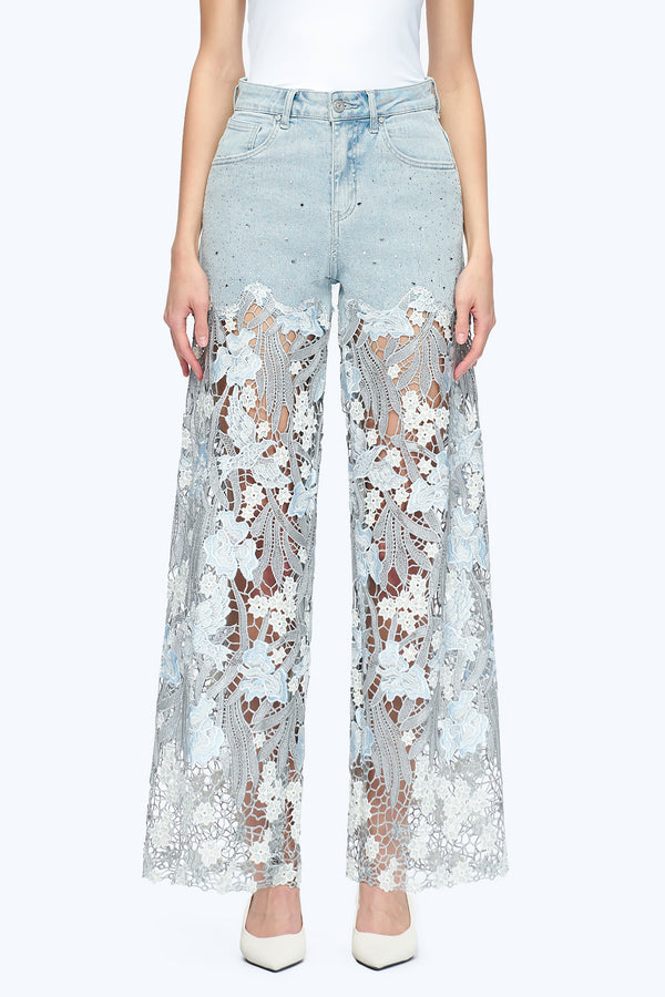 HIGH RISE LACE WIDE LEG