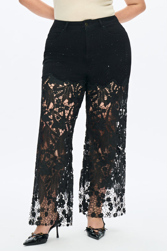 PLUS HIGH RISE LACE WIDE LEG