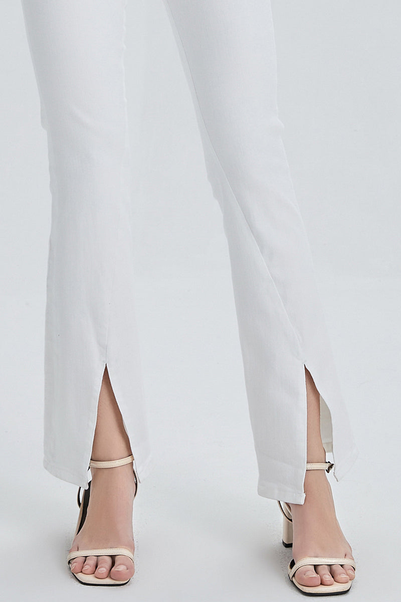 HIGH RISE FRONT SLIT FLARE BYF1073 WHITE