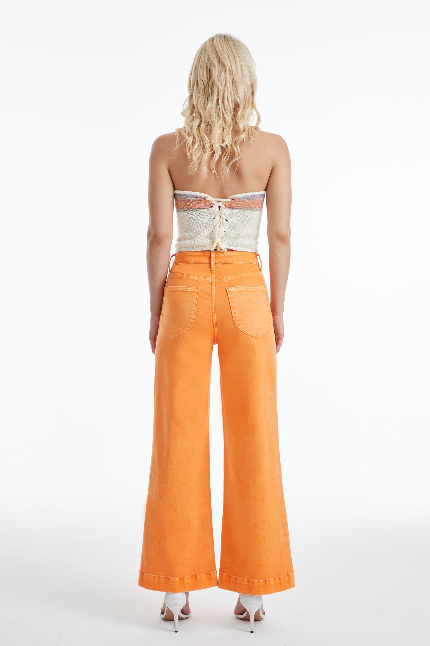 LUNA HIGH RISE WIDE LEG JEANS WITH PATCH POCKET BYW8139 (BYHE018) TANGELO