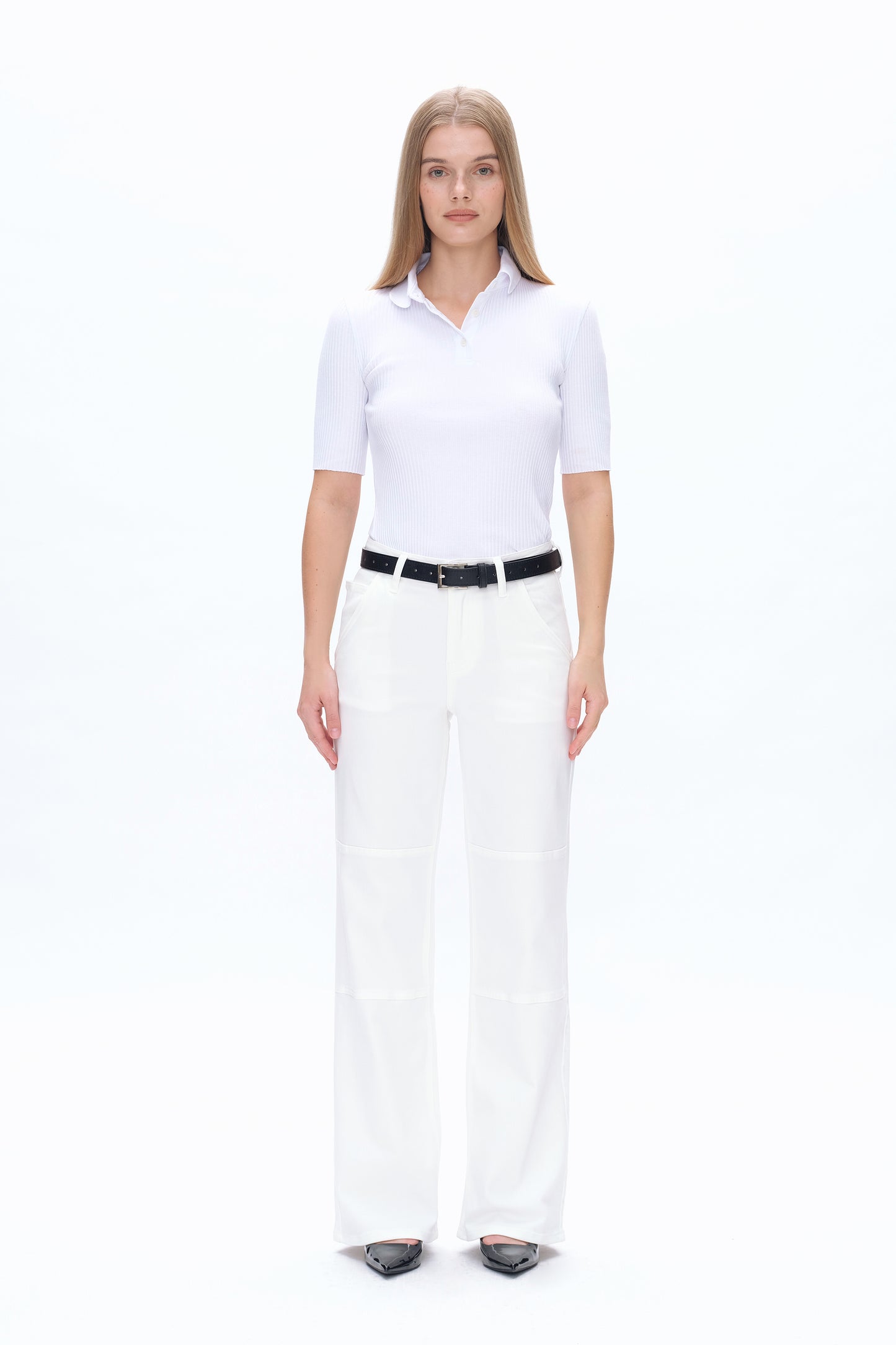 EVA MID RISE WIDE LEG PANTS BYW8144 (BYMJ060) WHITE