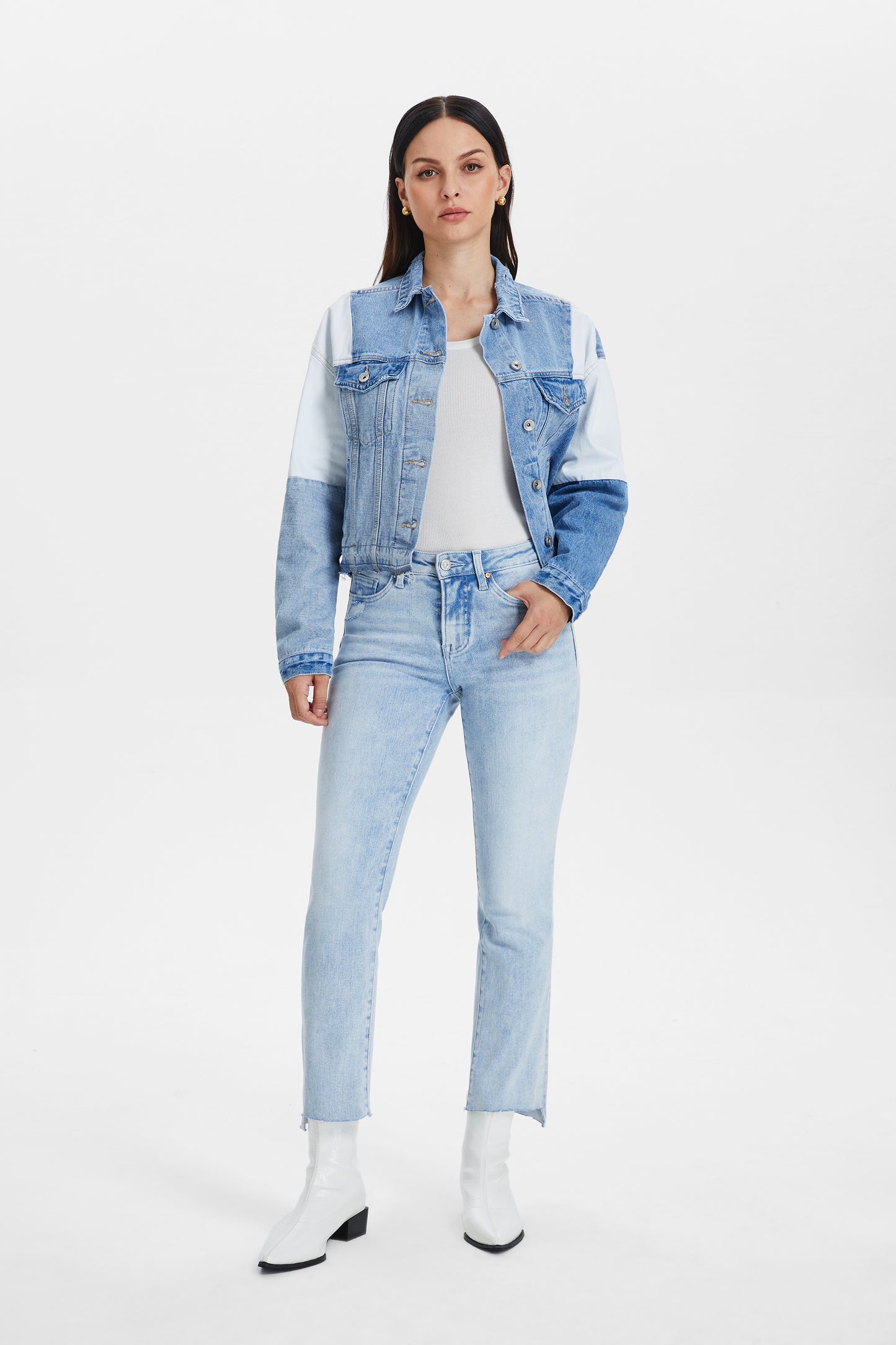 DAISY HIGH RISE SLIM JEANS WITH RAW HEM BYT5184 (BYHE015) WAVE