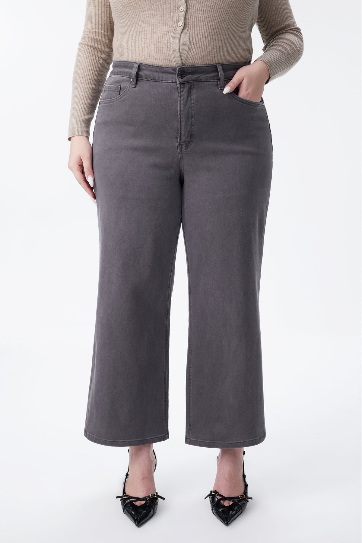 PLUS MID RISE STRAIGHT BYT5198-P GRAY