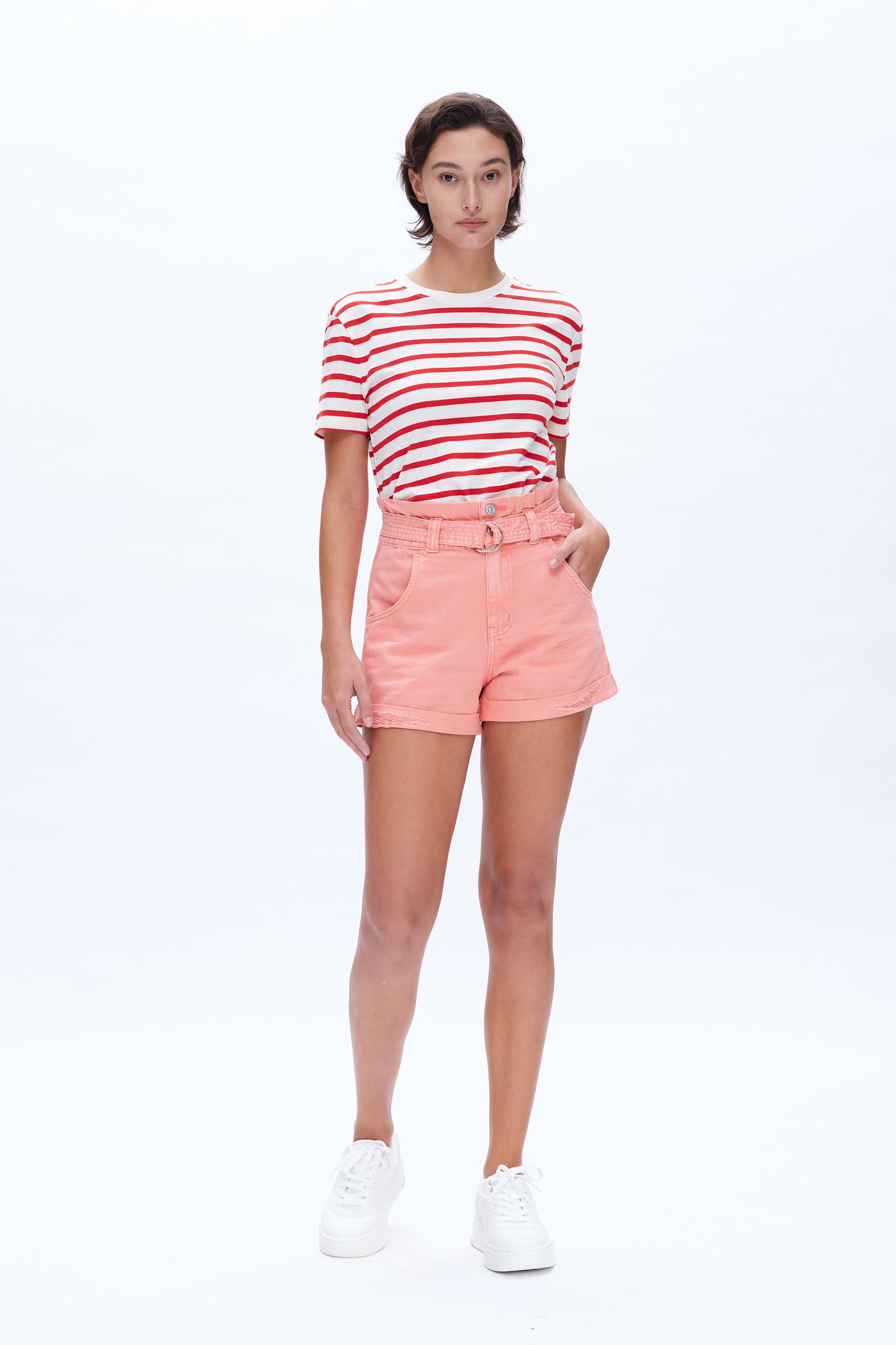 EVA SUPER HIGH RISE SHORT PANTS WITH ROLLED HEM BYH6099 (BYMJ023) PINK